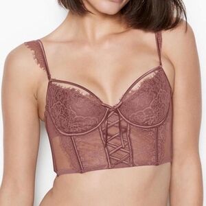 Victoria's Secret Dream Angels Lace Bustier Corset Bra Top Dusty Rose